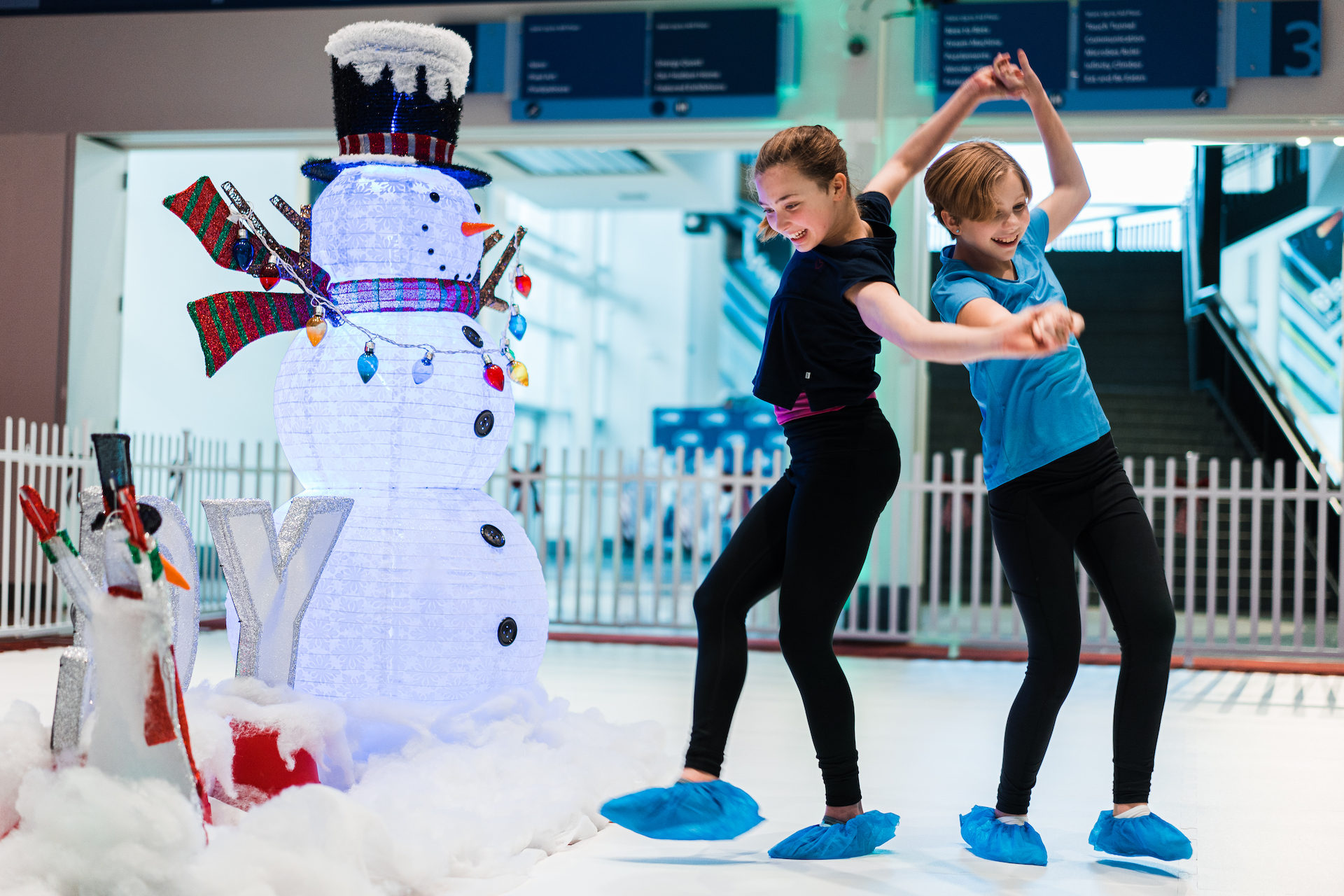 Guests having fun at Sock Skating Rink