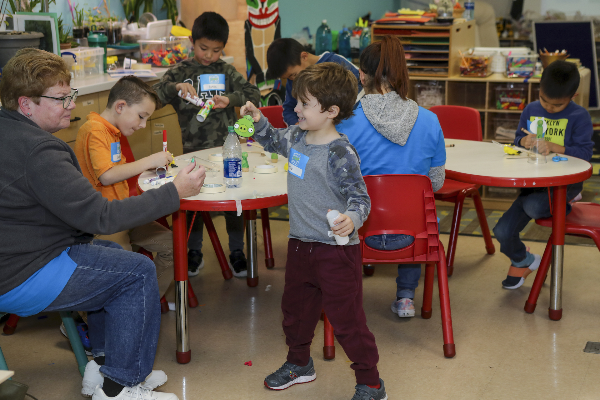 Kids getting ready to test their catapults and rockets