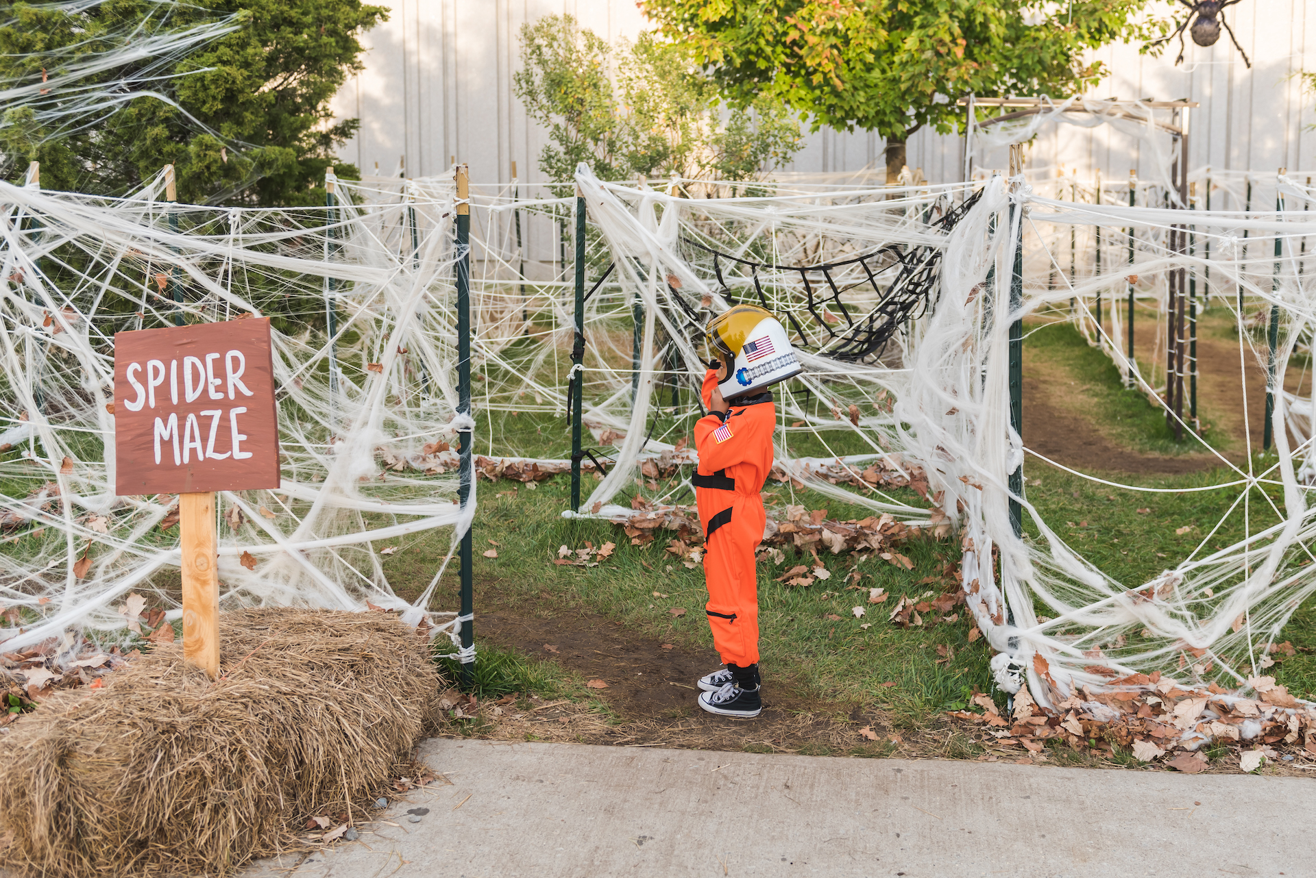 Kid exploring the Spider Maze