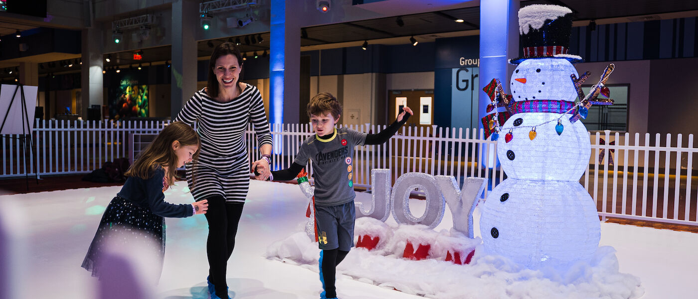 Guests having fun at Sock Skating Rink
