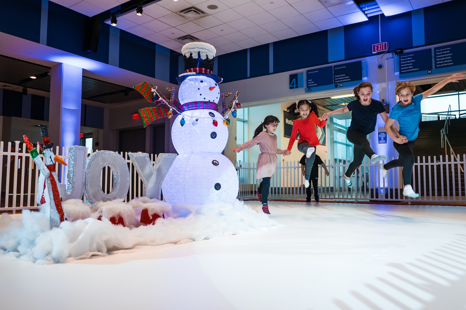 Guests having fun at Sock Skating Rink