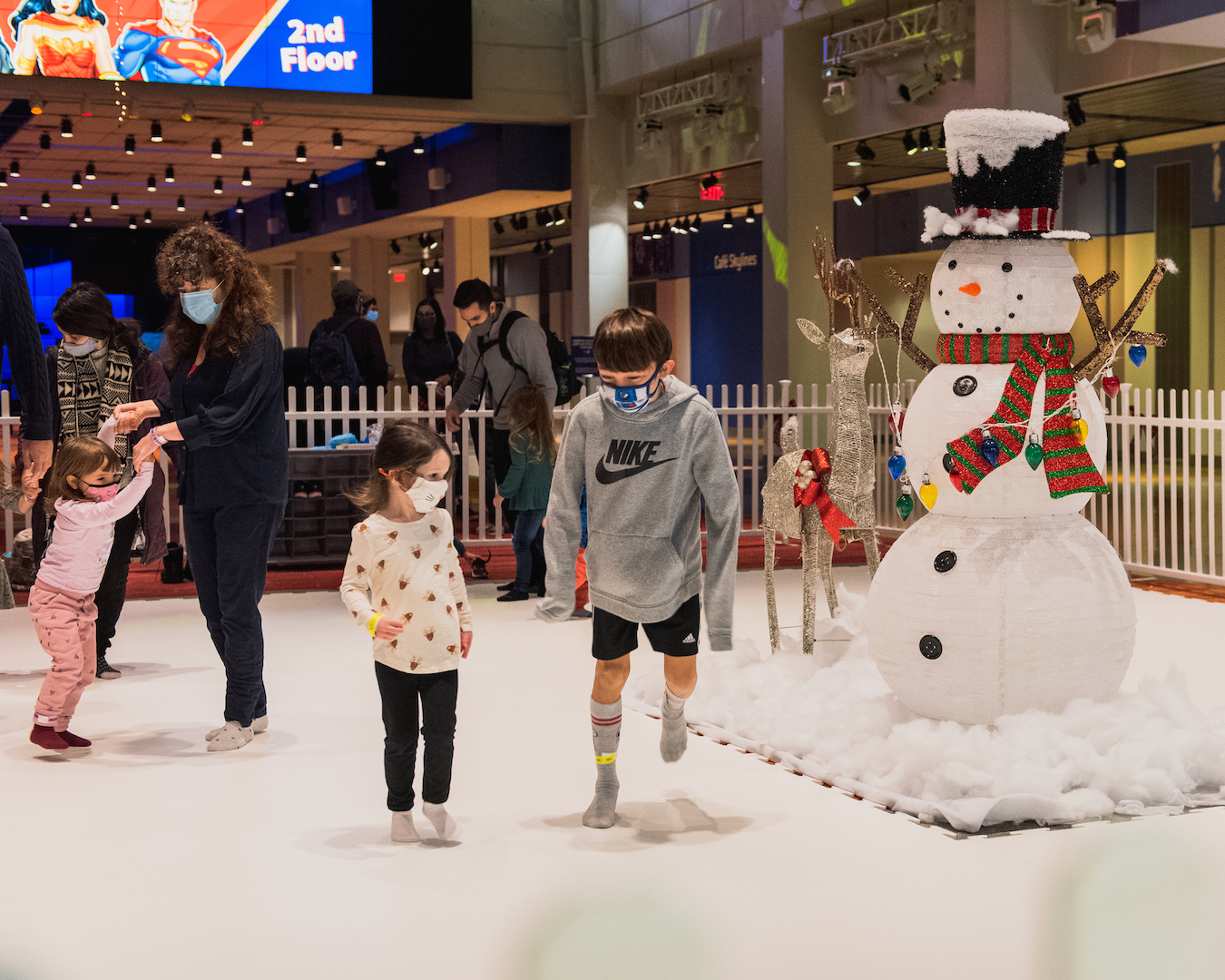 Kids on Sock Skating Rink