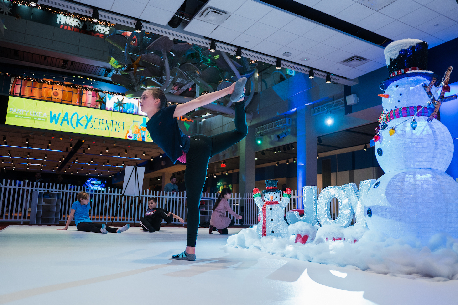 Guests having fun at Sock Skating Rink