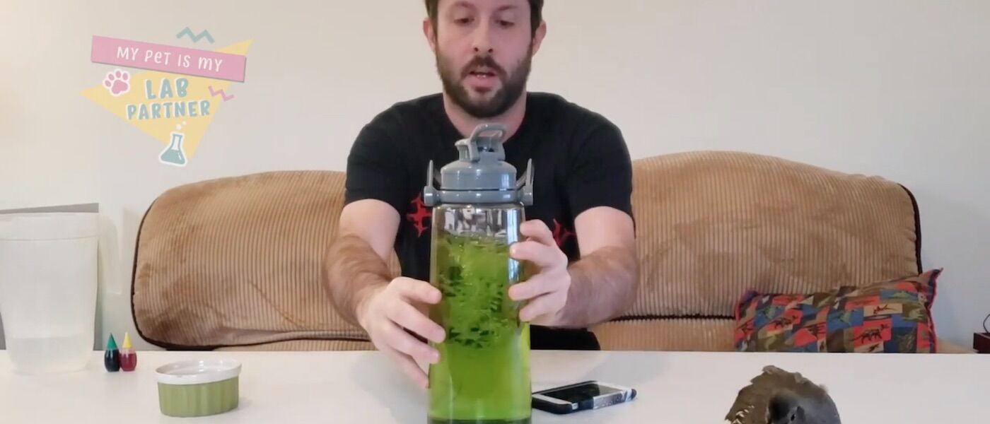 Fred conducting tornado in a jar experiment