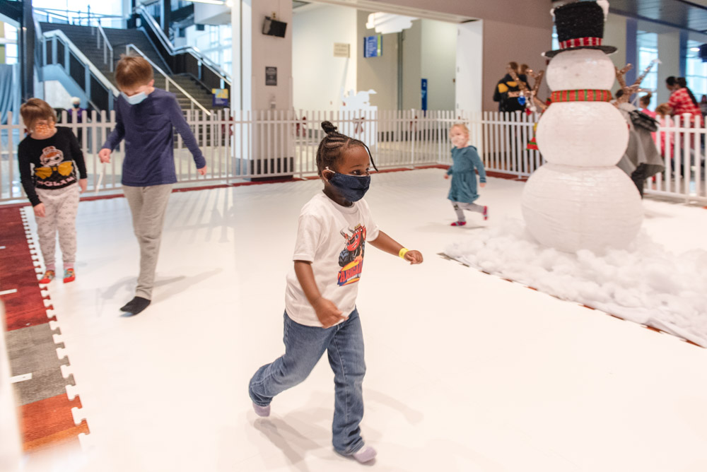 Kids on Sock Skating Rink