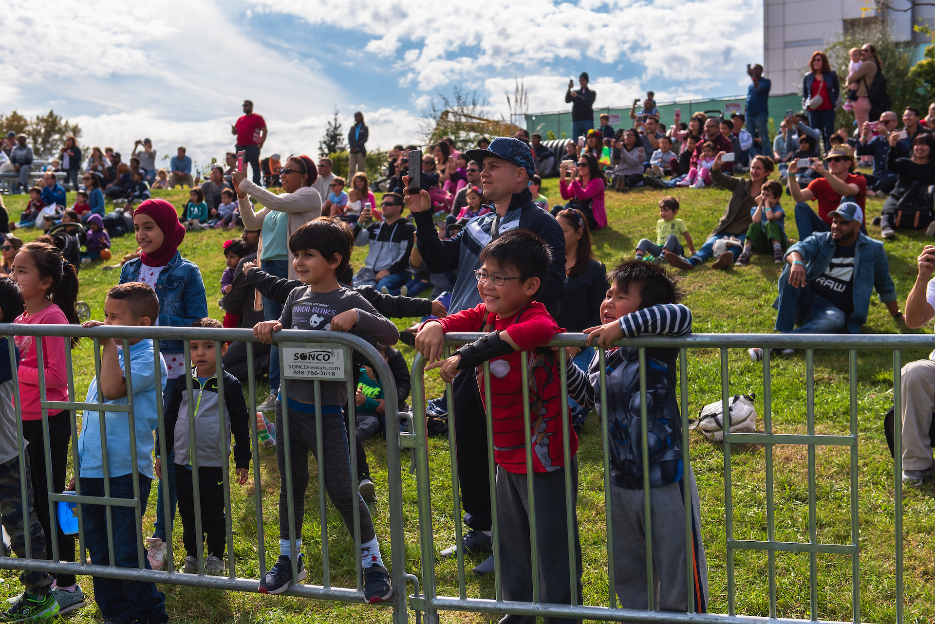 Guests watch the flying demo