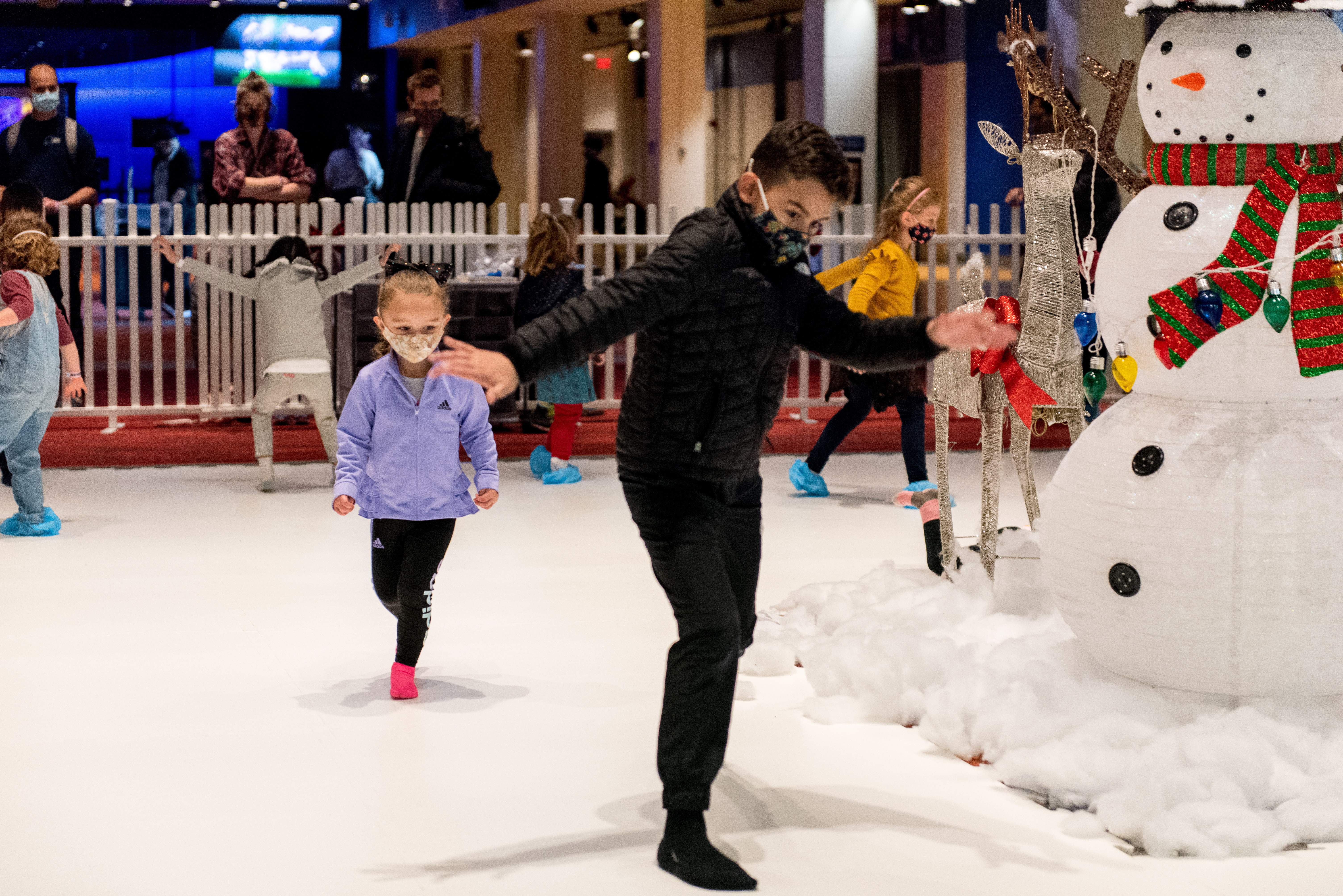 Kids on Sock Skating Rink