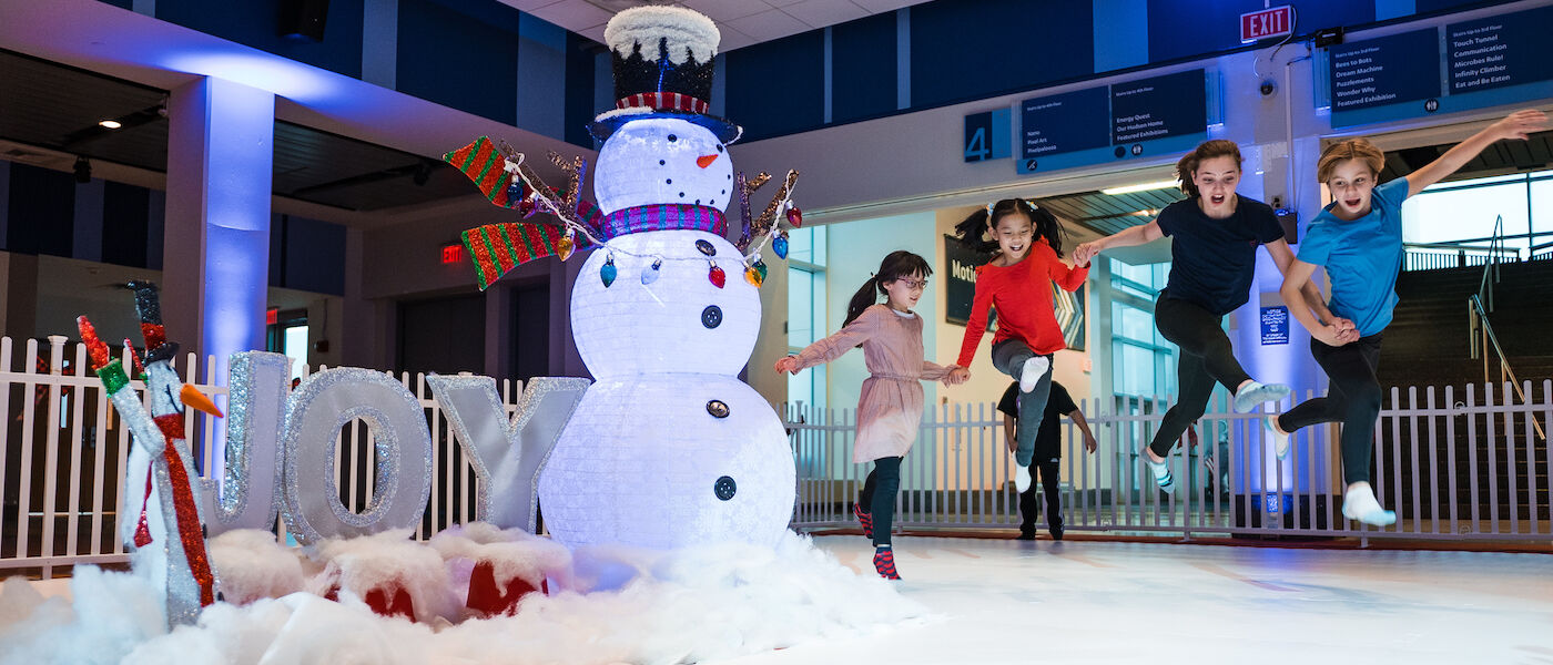 Kids having fun at the Sock Skating Rink