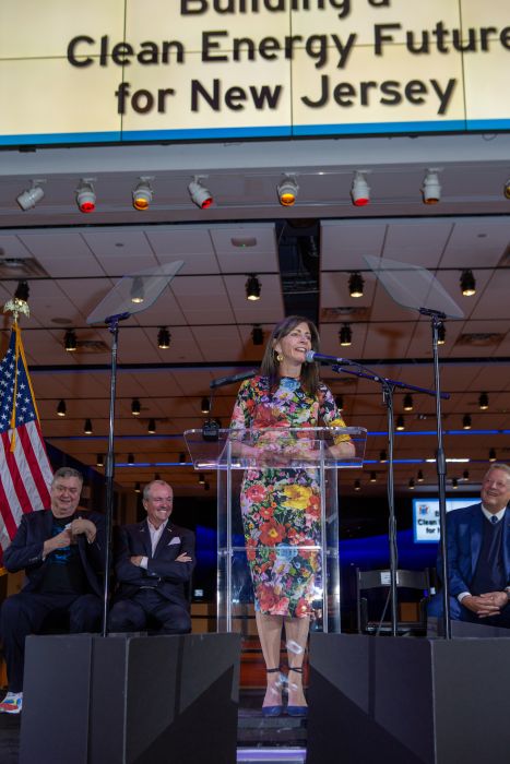 First Lady Tammy Murphy talking on stage